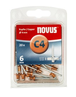 Novus popszegecsek réz C4 6 mm 0.5-3.5 20 db