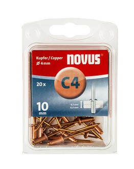 Novus popszegecsek réz C4 10 mm 4.5-6.0 20 db